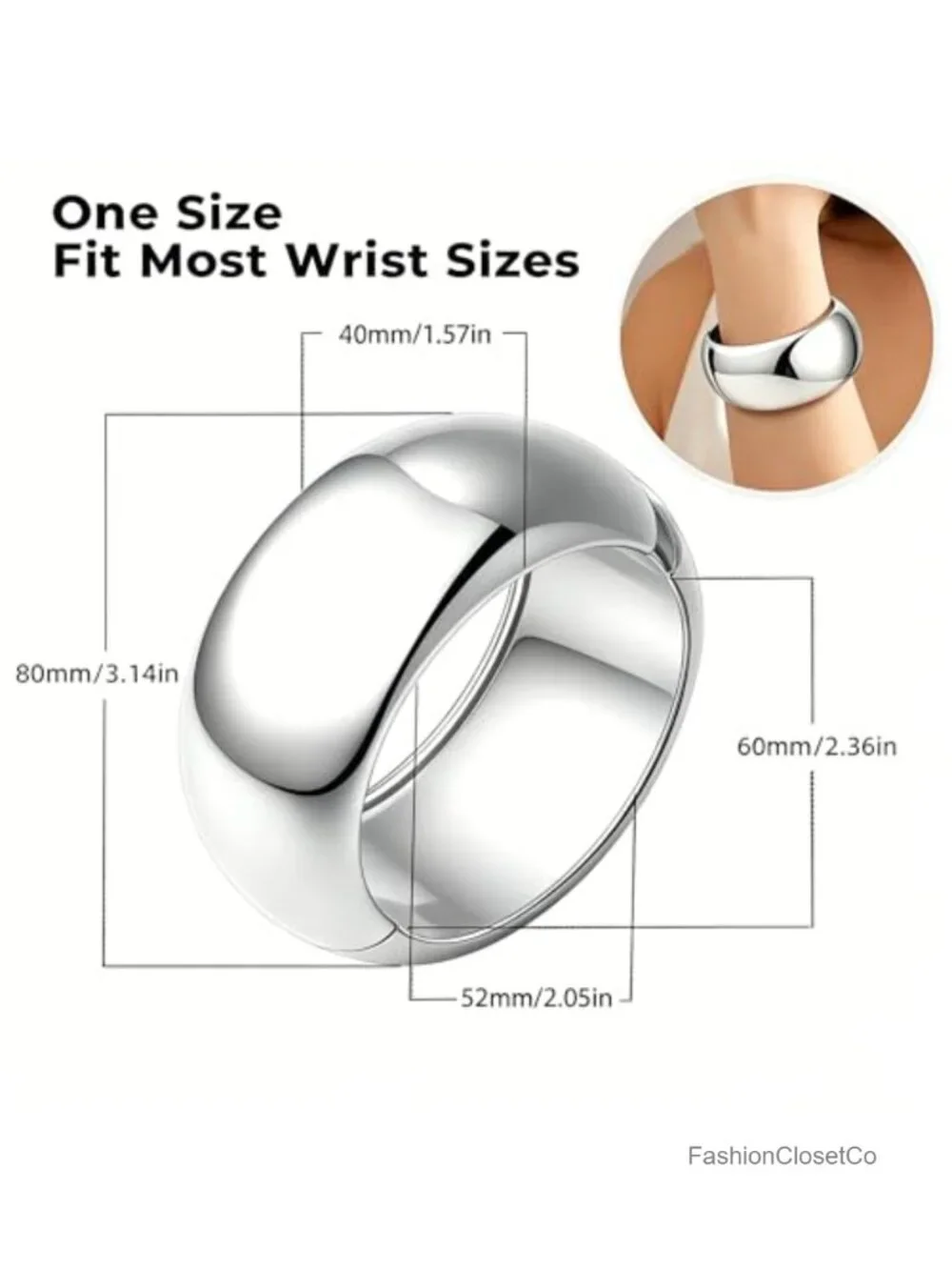 Minimalist Chunky Bangle Bracelet, Wide Twisted Cuff Hinged Bangle, Silver